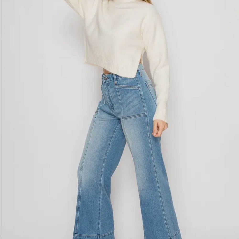 Artemis Vintage Tummy Control Palazzo Jeans Center Seam Wide Leg Light Wash NWT - Picture 6 of 9